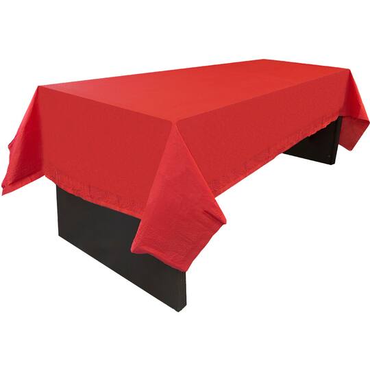 JAM Paper Red Rectangular Plastic Lined Paper Table Cover, 54" x 108"